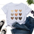 brown heart-shaped sort printing short-sleeved t-shirt NSATE61094