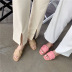 sandalias planas de cuero suave con punta abierta cuadrada NSHU61111