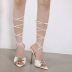 fashion metal decor leg tie pointed heels NSHU61131
