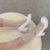 retro round head pearl ankle ring shallow high heel shoes NSHU61134