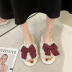 pure color suede bow slippers NSZSC61155