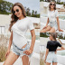 Summer Thin Slim One-piece Round Neck Short Sleeve Solid Color Base Shirt NSLM61221