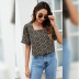 Summer short-sleeved loose print square collar T-shirt NSLM61222