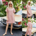 Summer new pink A-line sexy small V-neck loose dress NSLM61230
