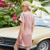 Summer new pink A-line sexy small V-neck loose dress NSLM61230
