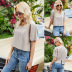 summer new product short casual pullover back small split T-shirt NSLM61231
