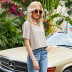 summer new product short casual pullover back small split T-shirt NSLM61231