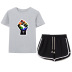 fist printing T-shirt tide brand drawstring shorts casual set NSYIC61291