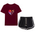 crystal love butterfly print T-shirt tide brand drawstring shorts casual set NSYIC61293