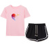 crystal love butterfly print T-shirt tide brand drawstring shorts casual set NSYIC61293