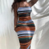 summer striped print contrast color suspender skirt  NSRUI61296