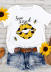 kissed letter sun Flower Bee Print Casual T-shirt NSATE61311
