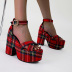 fashion ankle strap platform plaid sandals NSSO61352