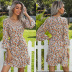 spring new horn long-sleeved floral v-neck stitching lace dress NSYYF61436