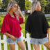 summer new fashion solid color solid color ruffled short-sleeved ruffled shirt NSYYF61437