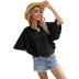 summer new fashion solid color solid color ruffled short-sleeved ruffled shirt NSYYF61437