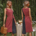 Summer Stitching Round Neck Lace Irregular Vest Dress NSYYF61442