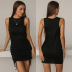 summer new black solid color pleated double drawstring dress NSYYF61448