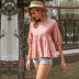 summer new solid color round neck sleeves cotton and linen t-shirt NSYYF61452
