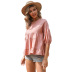 summer new solid color round neck sleeves cotton and linen t-shirt NSYYF61452