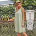 summer new solid color round neck button pleated vest dress NSYYF61454