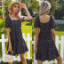 summer new floral square neck bubble short-sleeved pleated dress NSYYF61459