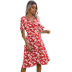 summer new style floral irregular bow short-sleeved dress NSYYF61460