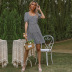 summer new style houndstooth V-neck lace skirt dress NSYYF61466
