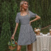 summer new style houndstooth V-neck lace skirt dress NSYYF61466