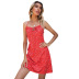 summer new sexy chiffon print lace pleated sling dress NSYYF61468