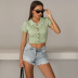 summer new solid color lapel short-sleeved t-shirt NSYYF61474