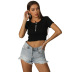 short-sleeved summer new short solid color knitted top NSYYF61475