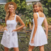 summer new cotton and linen solid color pocket button vest dress NSYYF61482