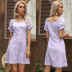 summer new chiffon floral square neck ruffled horn short-sleeved dress NSYYF61483
