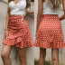 summer new polka dot pleated printed button ruffle skirt NSYYF61493