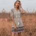 summer new floral v-neck fringed lace skirt dress NSYYF61511