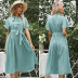 summer new style short-sleeved lace-up pleated dress NSYYF61515