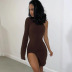 one-shoulder long-sleeved slimming dress NSHTL61530