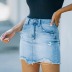 High-Waist Holewashed Fringe Denim Skirt NSYF61550