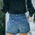 Washed Belt Tight-Fitting Thin High-Waist Denim Shorts NSYF61552