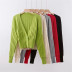 single-breasted V-neck two-button lantern sleeve cardigan sweater NSHS61562