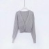 single-breasted V-neck two-button lantern sleeve cardigan sweater NSHS61562