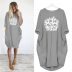 pure color Fashion Round Neck Printed Long Sleeve Casual Dress NSJIN61937