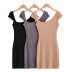 shoulder irregular new elastic short-sleeved dress NSHS61788