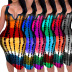 Sexy Tie-Dye Printed Stripes Deep V-Neck Bag Hip Sling Dress NSBTY61832