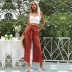 solid color nine-point casual flared pants NSYYF61860