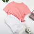 Round Neck Short Sleeve Solid Color Pure Cotton T-Shirt NSYYF61865