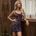 floral double drawstring tight-fitting sling dress  NSYYF61869