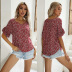 V-Neck Loose Short-Sleeved Floral Chiffon Shirt NSYYF61879