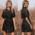Lace Black Solid Color Mesh See-Through Dress NSYYF61890